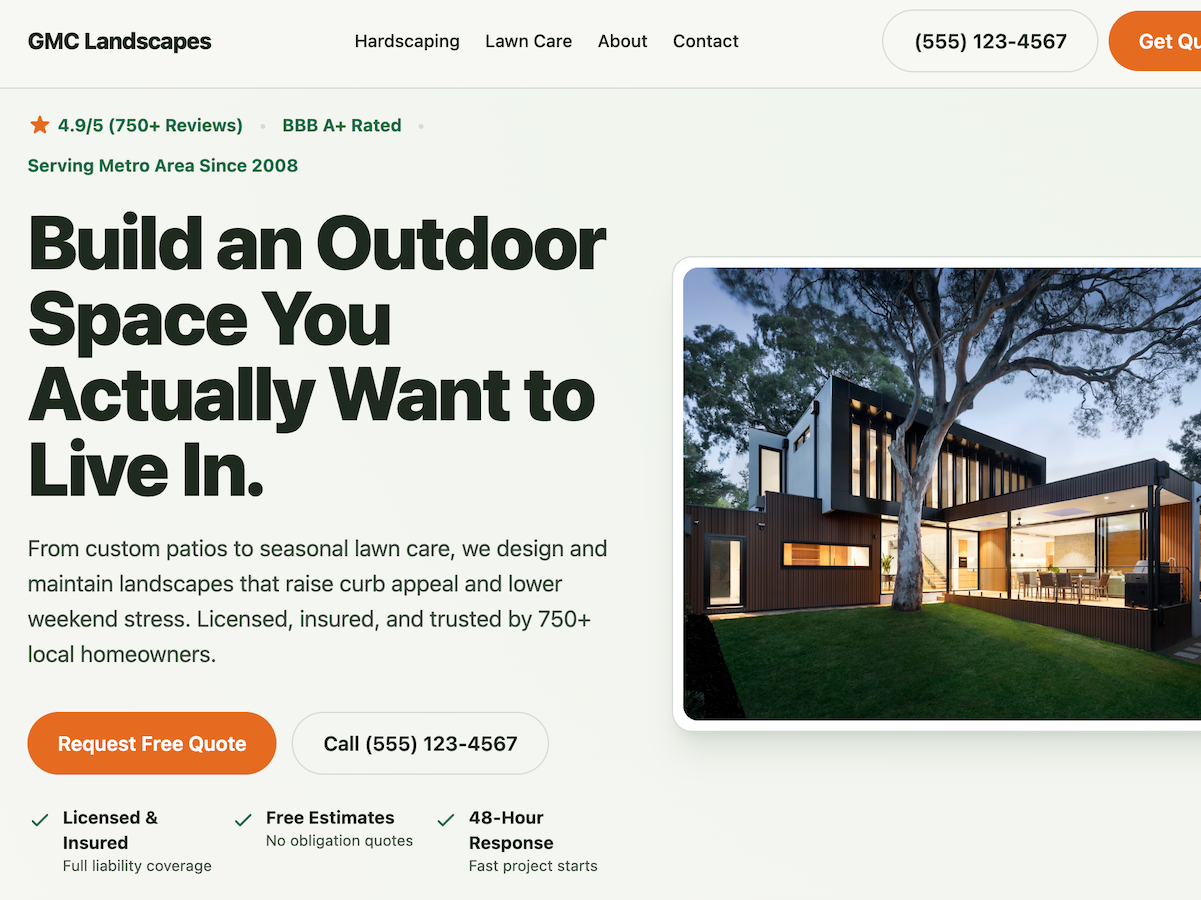 Screenshot of the Small Business Websites project β a local business landing page