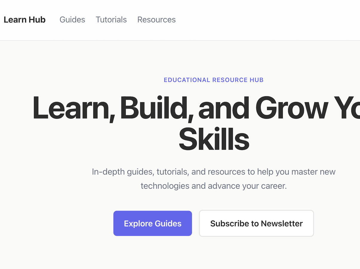Learn Hub - Education website with SEO Optimized, Fast Loads, Content-First
