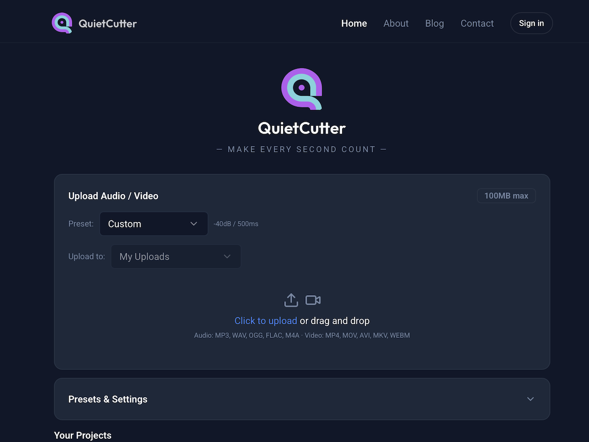 QuietCutter - SaaS website with Full-Stack React, Stripe Payments, PostgreSQL